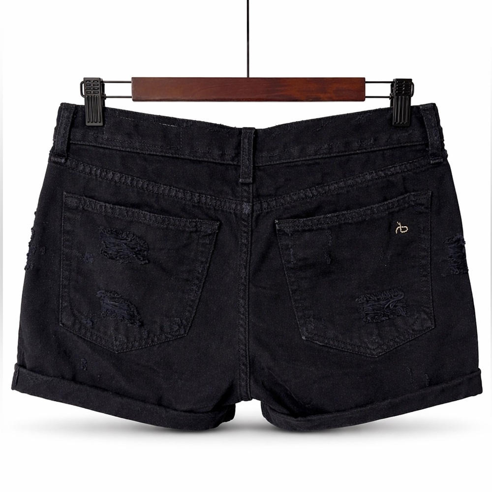 Rag and Bone Black Distressed Denim Shorts, size 25